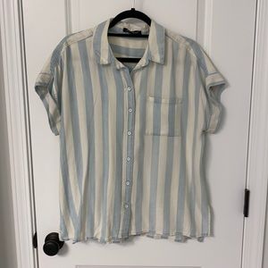 Striped Denim Button Down Top